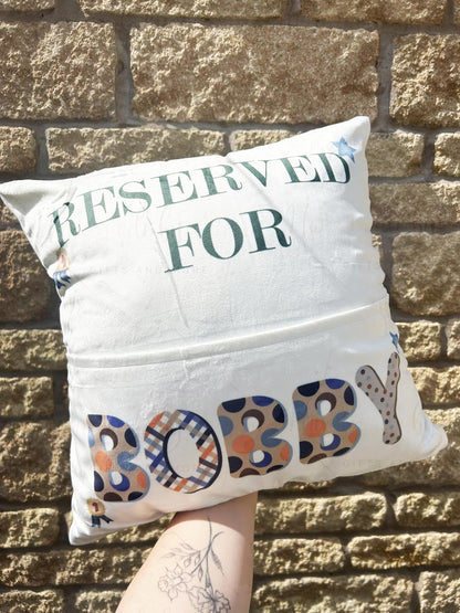 Personalised Reserved for Pocket Cushion