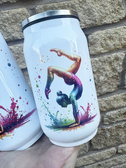 Personalised Girls Gymnast Stainless Steel Can with Straw - Two Sizes Editable Text