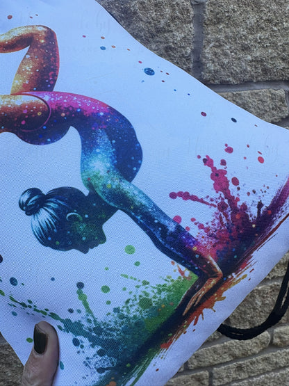 Personalised Watercolour Girls Gymnastic Drawstring Bag