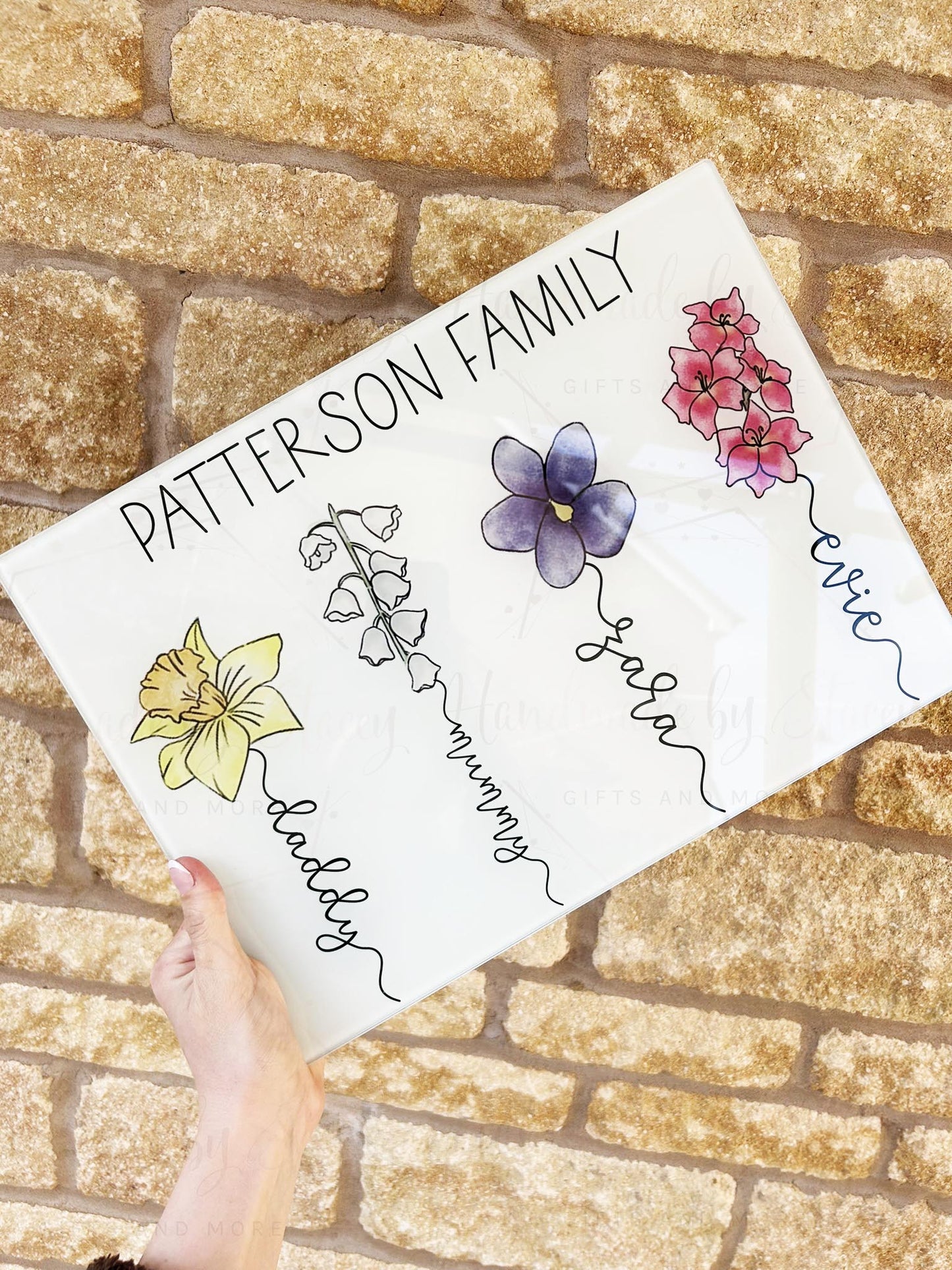 Personalised Birth Flower Glass Chopping Board