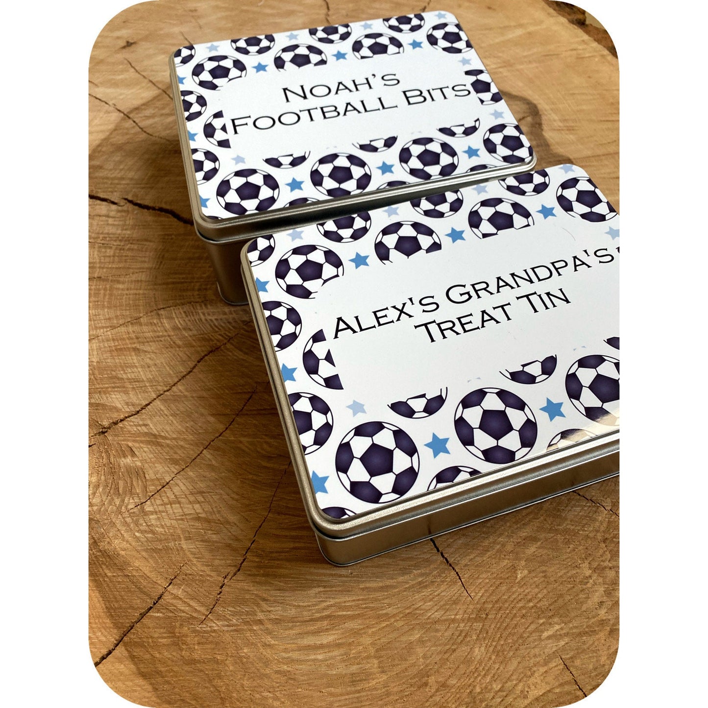 Personalised Novelty Metal Tin|Football Design|Editable Text|Football Medals|Sweets|Biscuits Tin|Thank you Birthday Christmas Gift Idea