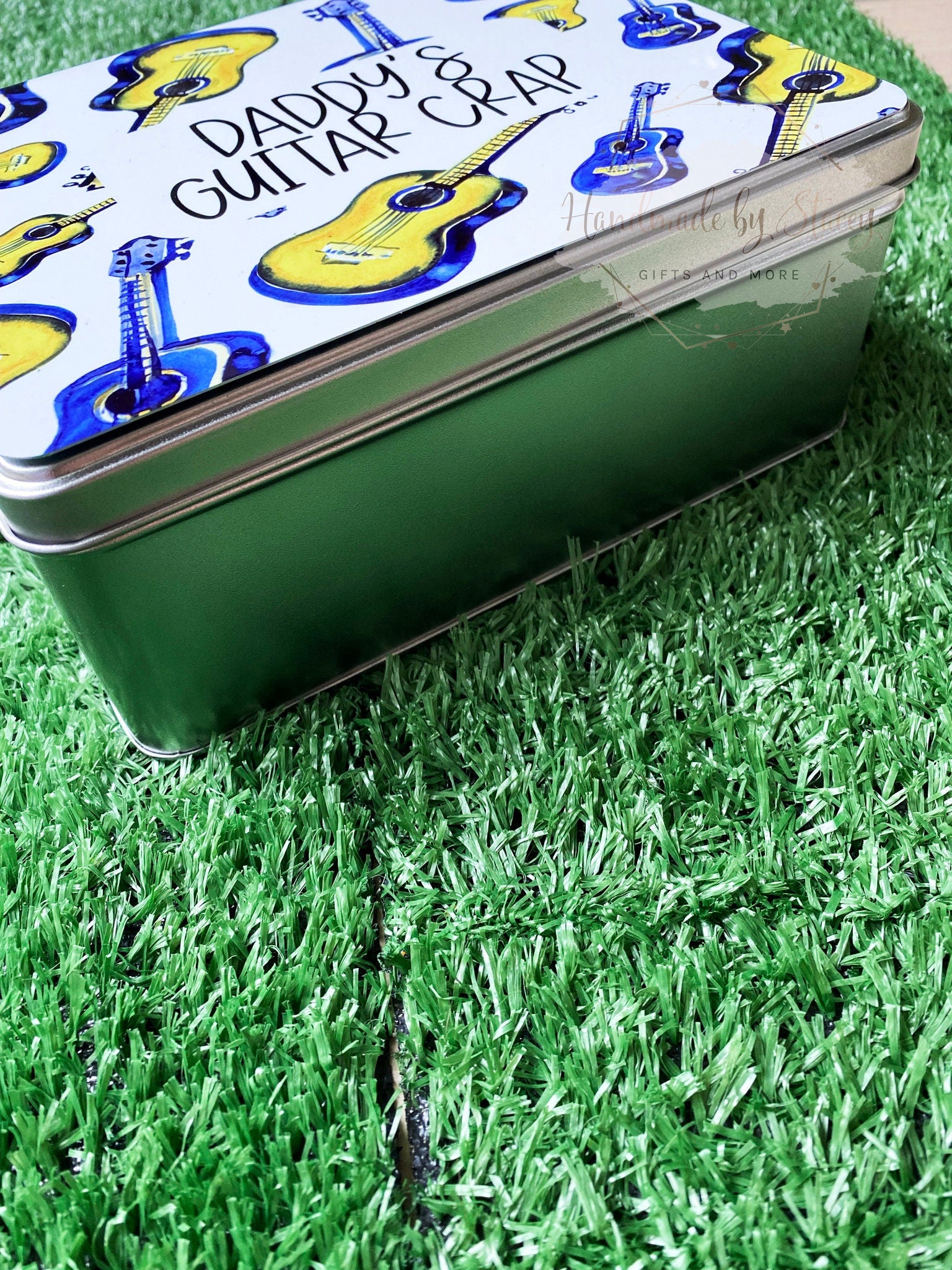 Personalised Novelty Metal Tin|Guital Musical Design|Birthday Christmas Gift|Editable Text|Sweet Biscuit Self Care Box|Unique Gift Idea