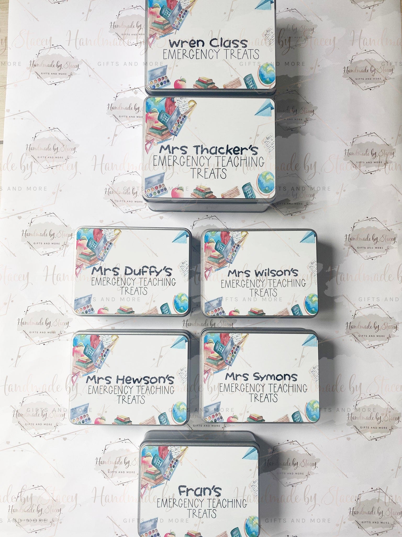 Personalised Novelty Metal Tin|Thank you Teacher|Biscuit Sweet Tin for TA|Emergency Teacher Supplies|Funny Unique Gift Idea