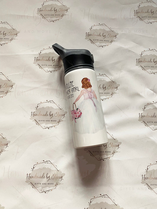 Personalised Flower Girl Water Bottle|Bridal Party Gift Idea for Her|Flower Girl Bridesmaid Wedding Token Thank you Present