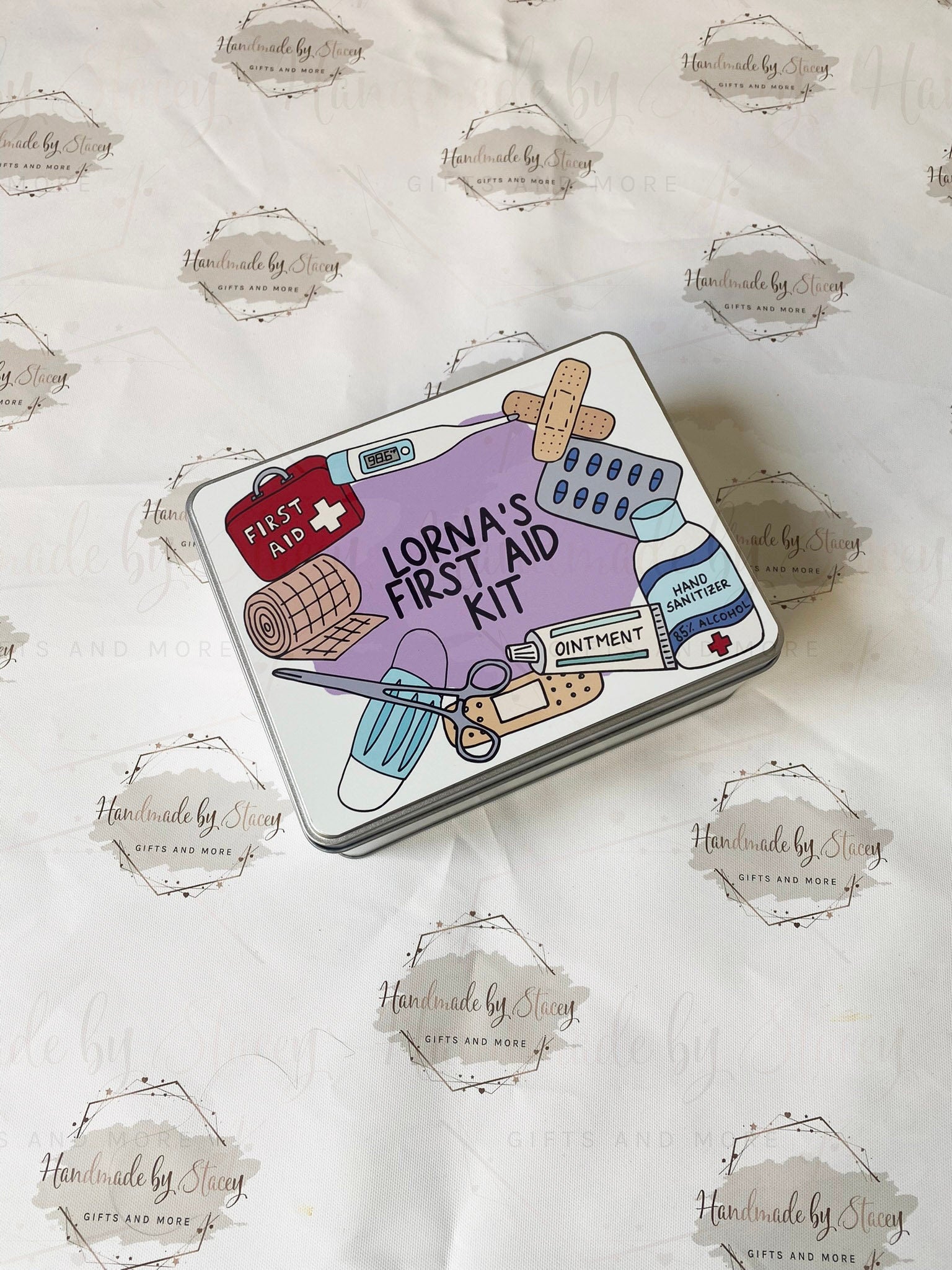 Personalised Novelty Metal Tin|Medicine Box|New Home Gift Idea|Box for Diabetics|Storage for Medical supplies|First aid box|Editable Text