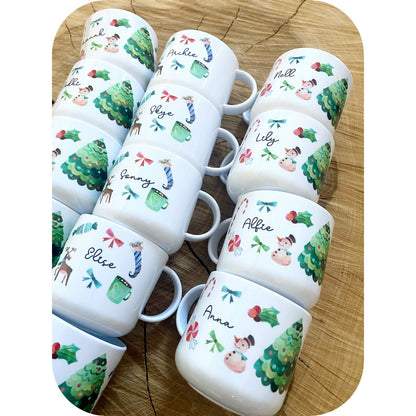 Personalised Christmas Cup|Editable Text Plastic|Ceramic Mug Suitable for Adult & Child|Family Gift Idea for All|Hot Chocolate Xmas Eve Box