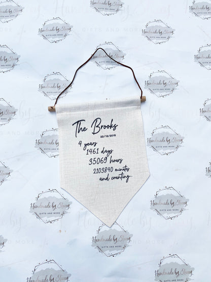 Couple Bedroom Sign|Linen Flag Pennant|Bedroom Decor Gift Idea|Wedding Gift for Anniversary|Couple|Bride|Groom|Newlywed Keepsake Gift