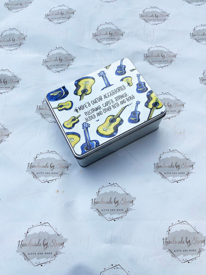 Personalised Novelty Metal Tin|Guital Musical Design|Birthday Christmas Gift|Editable Text|Sweet Biscuit Self Care Box|Unique Gift Idea