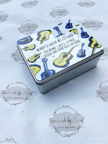 Personalised Novelty Metal Tin|Guital Musical Design|Birthday Christmas Gift|Editable Text|Sweet Biscuit Self Care Box|Unique Gift Idea
