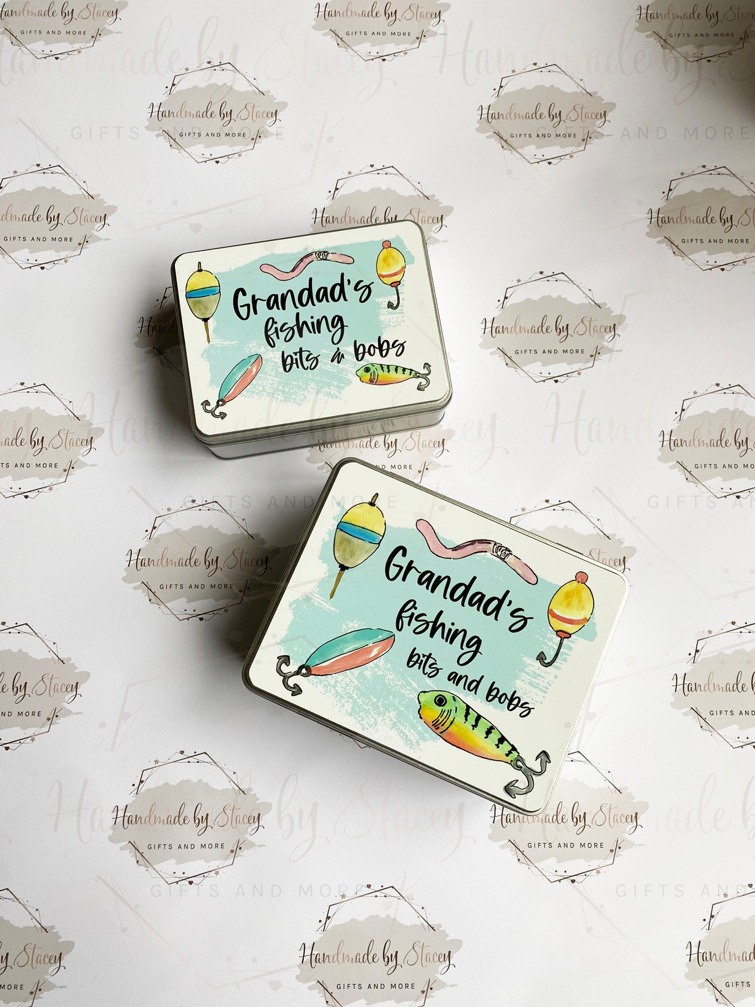 Personalised Novelty Metal Tin|Fishing Design|Birthday Christmas Gift|Editable Text|Fishing Accessories|Gift for Him|Father's Day|Sport