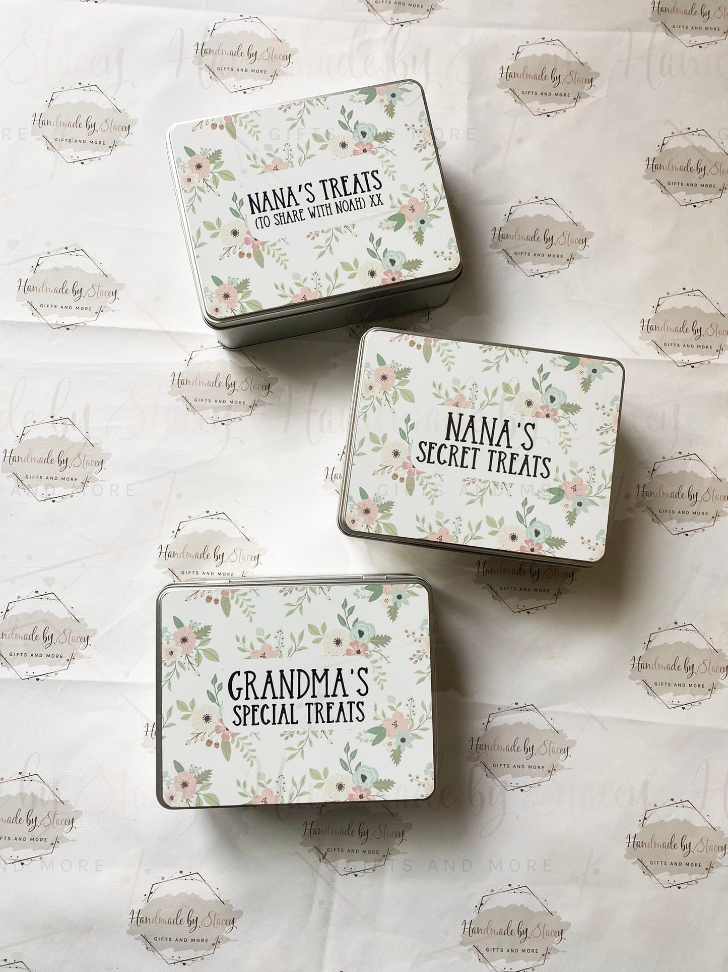 Personalised Novelty Metal Tin|Floral Design|Birthday Mothers Day Christmas Gift|Editable Text|Sweet Biscuit Self Care Box|