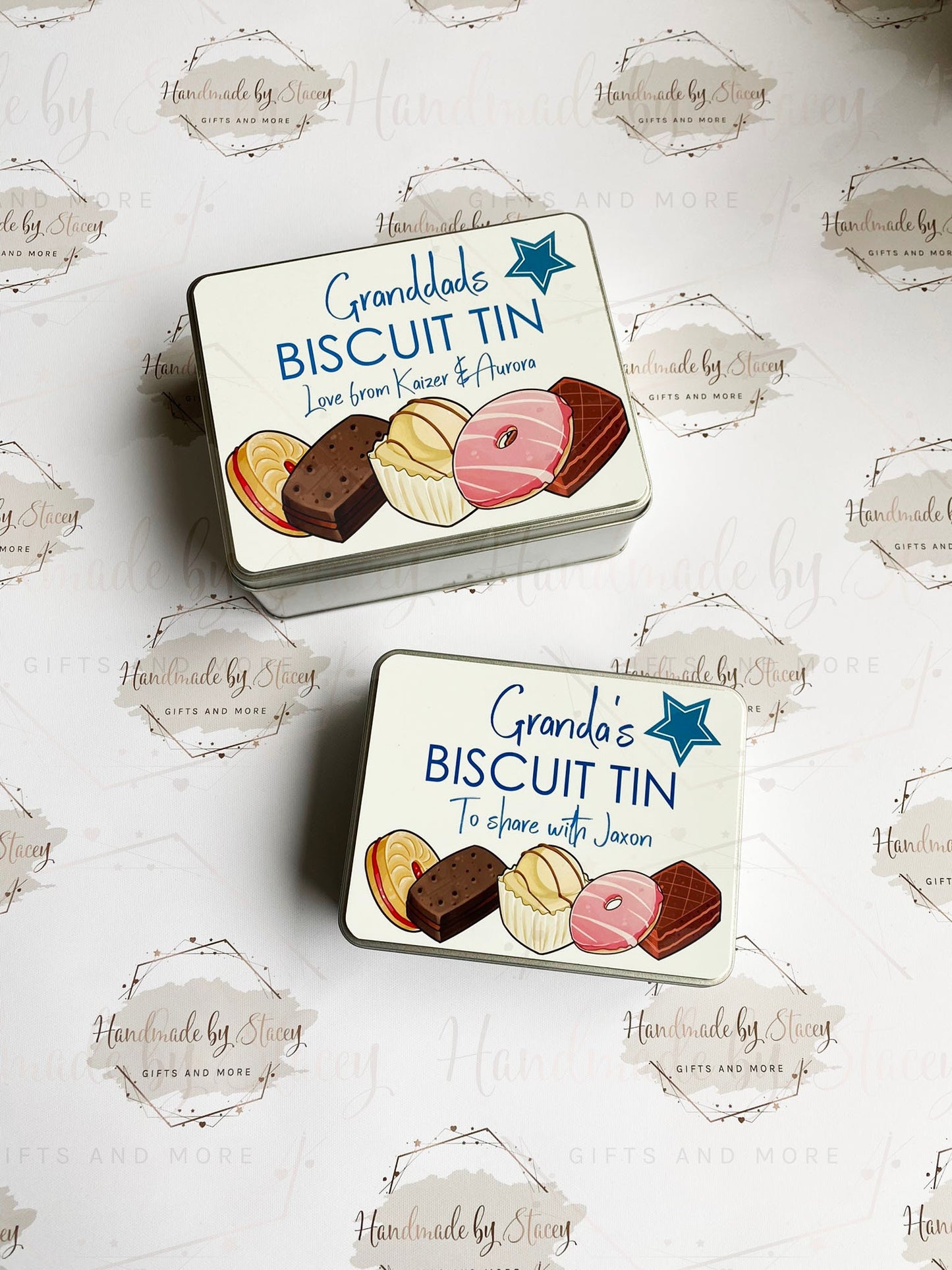 Personalised Novelty Metal Tin|Biscuit Design|Birthday Fathers Day Christmas Gift|Editable Text|Biscuit Self Care Box|Friend|Uncle|Dad