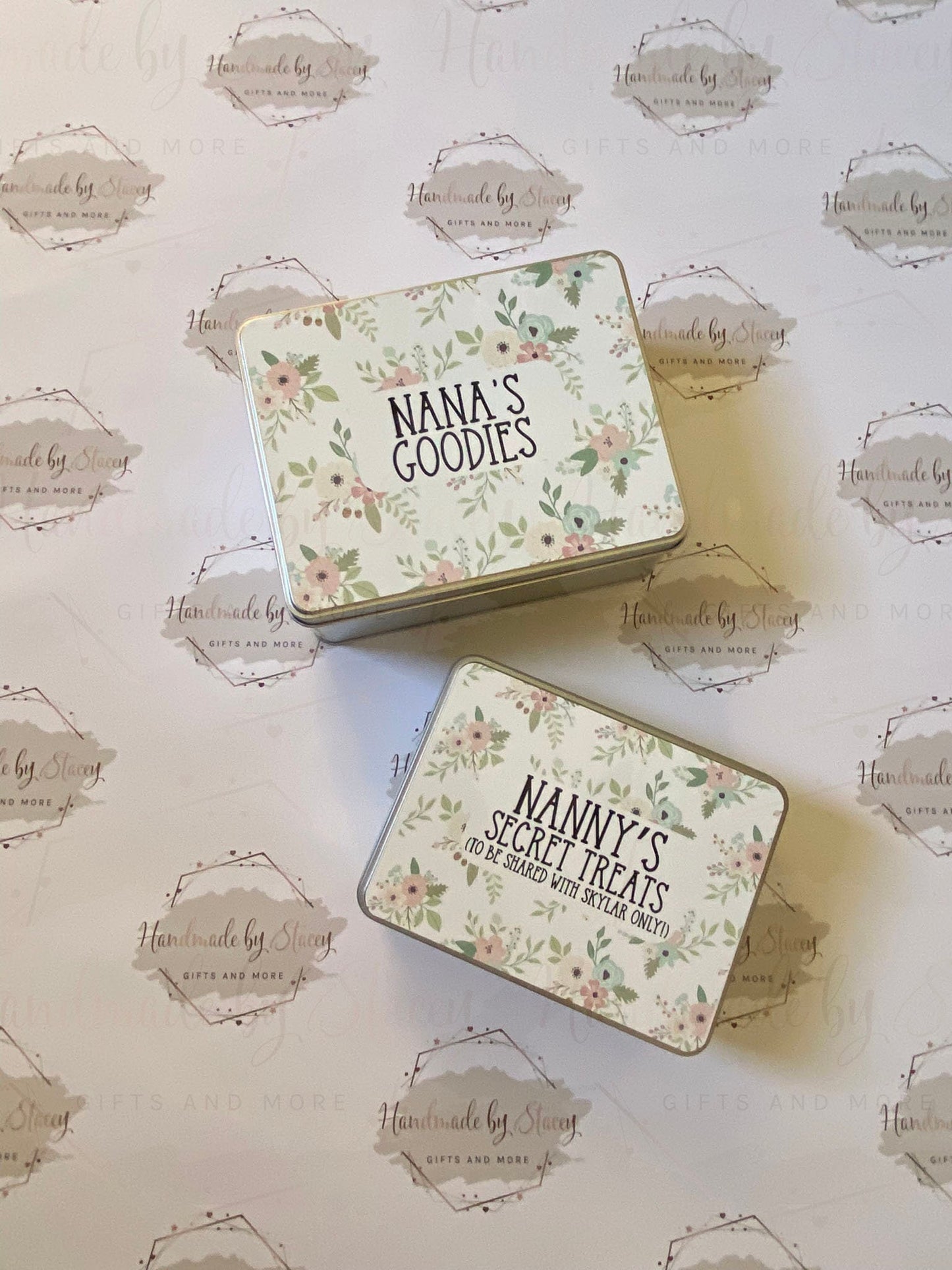Personalised Novelty Metal Tin|Floral Design|Birthday Mothers Day Christmas Gift|Editable Text|Sweet Biscuit Self Care Box|