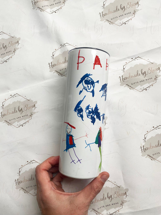 Personalised Child Drawing|Artwork Handwriting Insulated Travel Flask|Custom Thermos Gift Idea|Father's Mothers Day Birthday