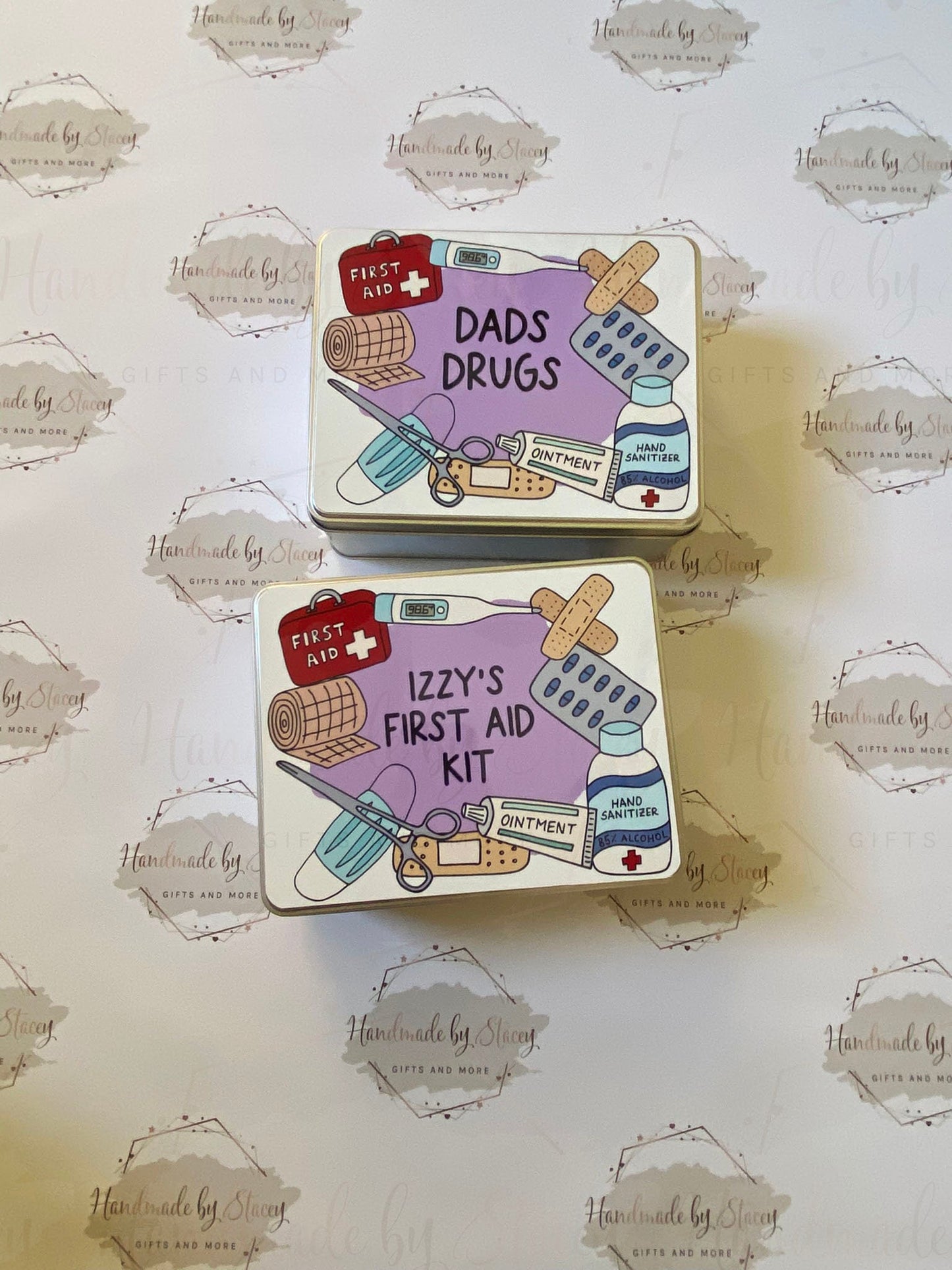 Personalised Novelty Metal Tin|Medicine Box|New Home Gift Idea|Box for Diabetics|Storage for Medical supplies|First aid box|Editable Text