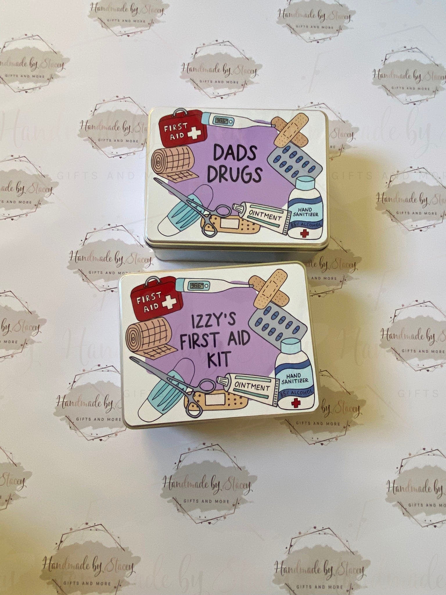 Personalised Novelty Metal Tin|Medicine Box|New Home Gift Idea|Box for Diabetics|Storage for Medical supplies|First aid box|Editable Text