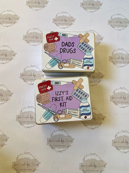 Personalised Novelty Metal Tin|Medicine Box|New Home Gift Idea|Box for Diabetics|Storage for Medical supplies|First aid box|Editable Text