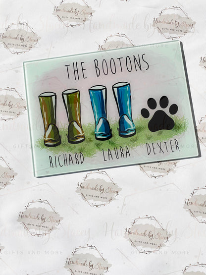 Personalised Chopping Board|Kitchen Gift Idea|Our Family Wellies Design Cutting Board|Gift Idea for Birthday|the Home|Family