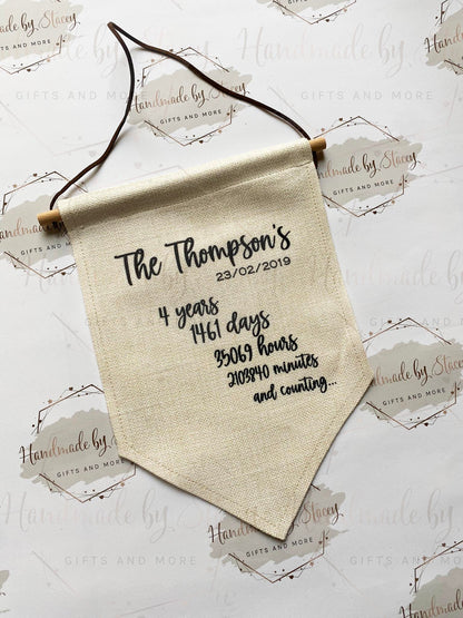 Couple Bedroom Sign|Linen Flag Pennant|Bedroom Decor Gift Idea|Wedding Gift for Anniversary|Couple|Bride|Groom|Newlywed Keepsake Gift