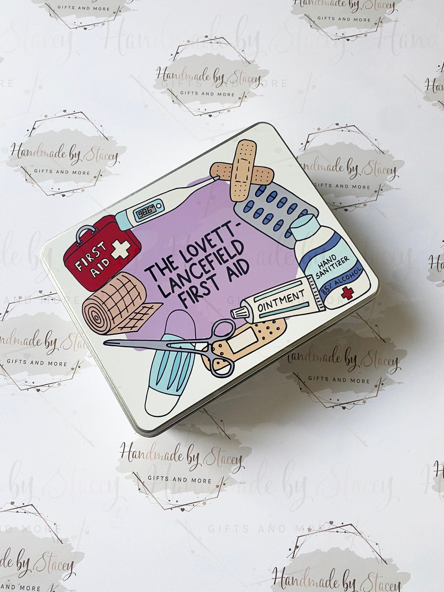 Personalised Novelty Metal Tin|Medicine Box|New Home Gift Idea|Box for Diabetics|Storage for Medical supplies|First aid box|Editable Text