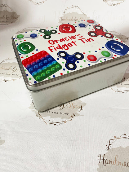 Personalised Novelty Metal Tin|Fidget Design|Editable Text|Autistic ADHD Sensory Toys|Birthday Christmas Gift Idea for Child|Adult
