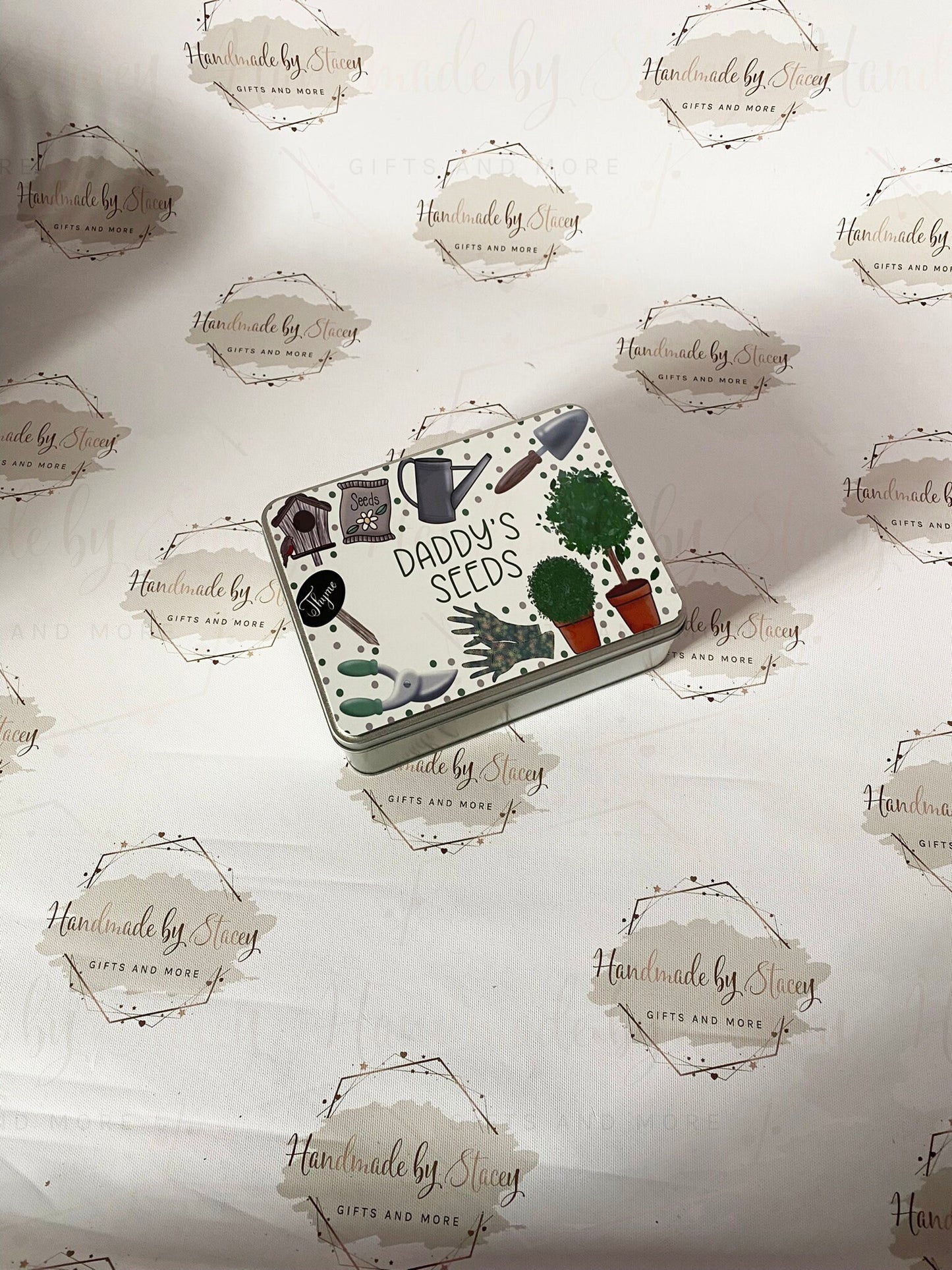Personalised Novelty Metal Tin|Gardening Design|Birthday Christmas Gift|Editable Text|Fruit Vegetable Seeds Storage|Gift for Him|Her