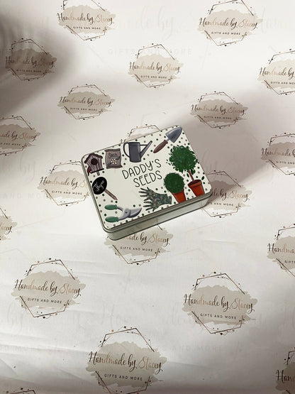 Personalised Novelty Metal Tin|Gardening Design|Birthday Christmas Gift|Editable Text|Fruit Vegetable Seeds Storage|Gift for Him|Her