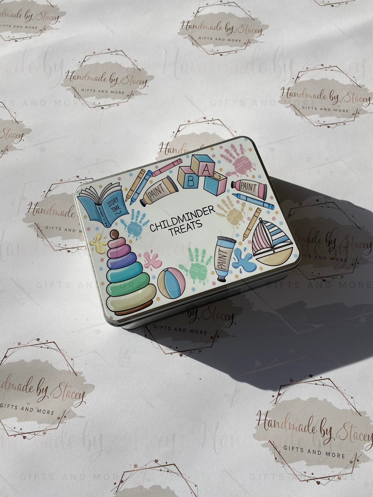 Personalised Novelty Metal Tin|Childminder Design|Nursery Staff|Thank you Treat Tin|Biscuit Sweetie Favour Gift Idea End of Term