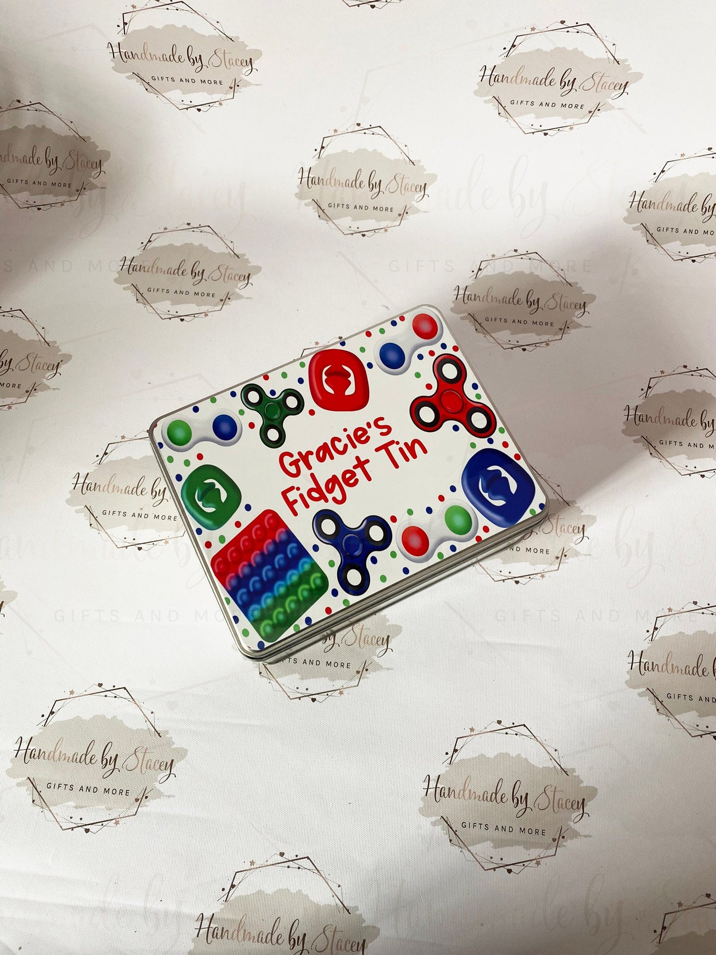 Personalised Novelty Metal Tin|Fidget Design|Editable Text|Autistic ADHD Sensory Toys|Birthday Christmas Gift Idea for Child|Adult