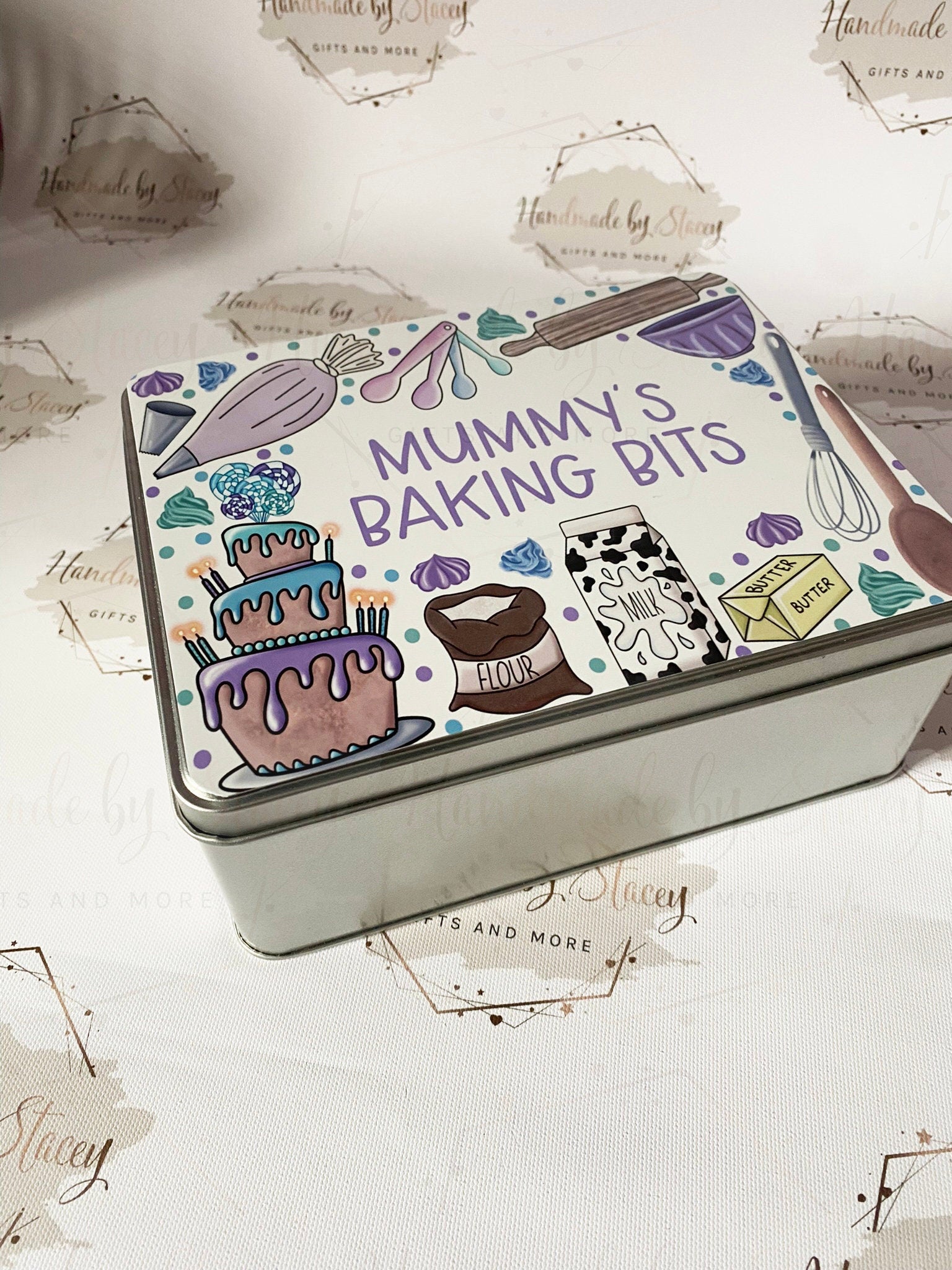 Personalised Novelty Metal Tin|Baking Cooking Tin|Editable Text|Recipe Cards Baking Accessories Storage|Gift for Kitchen|Birthday Christmas