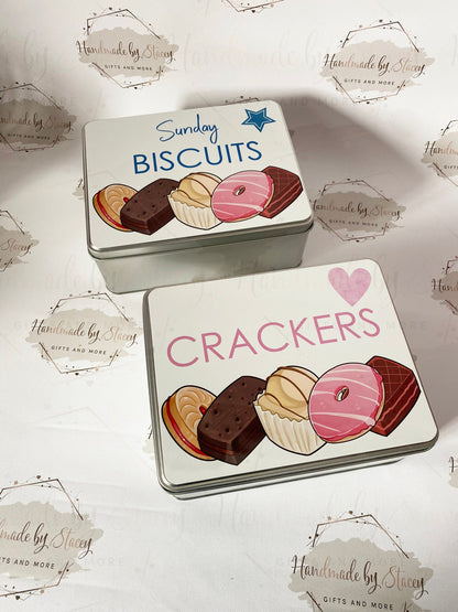 Personalised Novelty Metal Tin|Biscuit Design|Birthday Fathers Day Christmas Gift|Editable Text|Biscuit Self Care Box|Friend|Uncle|Dad