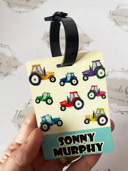 Personalised Childrens Passport Holder|Tractor Design PU Leather|Custom Text|MDF Luggage Tag|School Name Tag|Gift for Child|Travelling