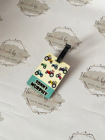 Personalised Childrens Passport Holder|Tractor Design PU Leather|Custom Text|MDF Luggage Tag|School Name Tag|Gift for Child|Travelling