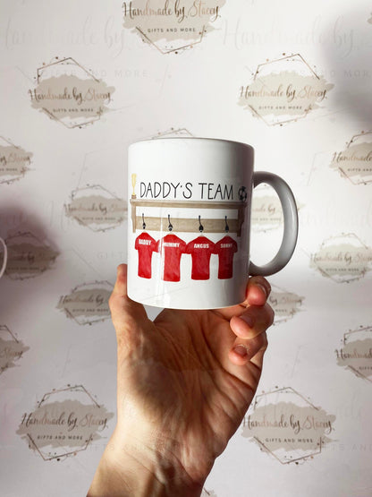 Personalised Ceramic Mug|Football Rugby Sport Fan|Custom Text|Gift Idea for Footy Fan|5 a Side|Gift for Brother/Uncle/Grandad/Daddy/Fathers
