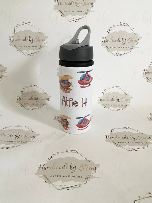 Personalised Child's Aeroplanes Water Bottle|Back to School Drinking Bottle|Editable Text|Toddler Nursery|Birthday Gift Idea