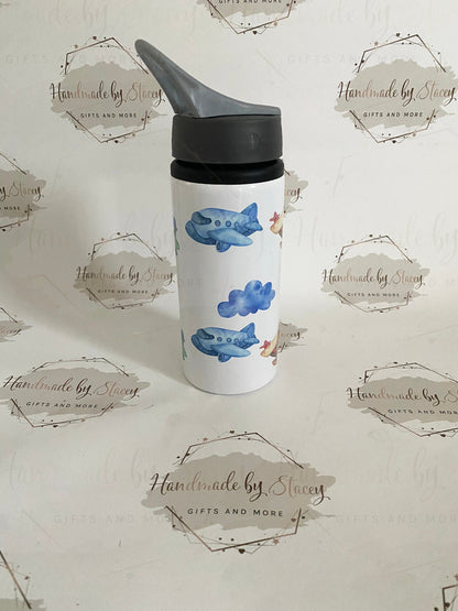 Personalised Child's Aeroplanes Water Bottle|Back to School Drinking Bottle|Editable Text|Toddler Nursery|Birthday Gift Idea