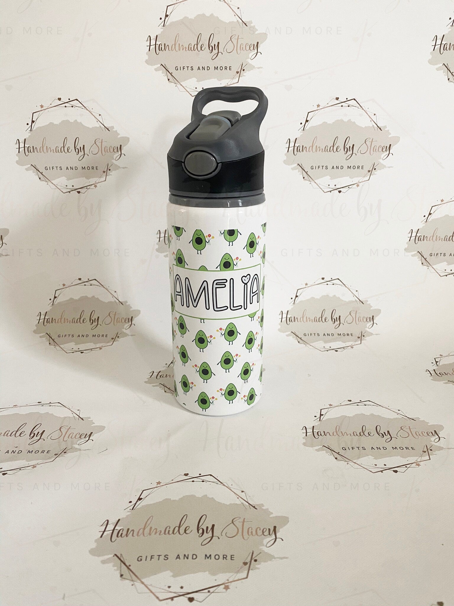 Personalised Child's Avocado Water Bottle|Back to School Drinking Bottle|Editable Text|Toddler Nursery|Birthday Gift Idea
