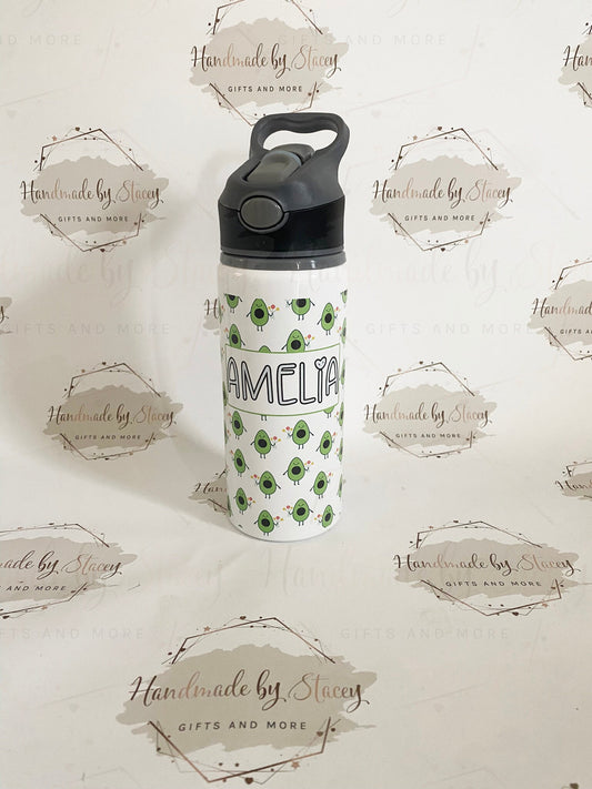 Personalised Child's Avocado Water Bottle|Back to School Drinking Bottle|Editable Text|Toddler Nursery|Birthday Gift Idea