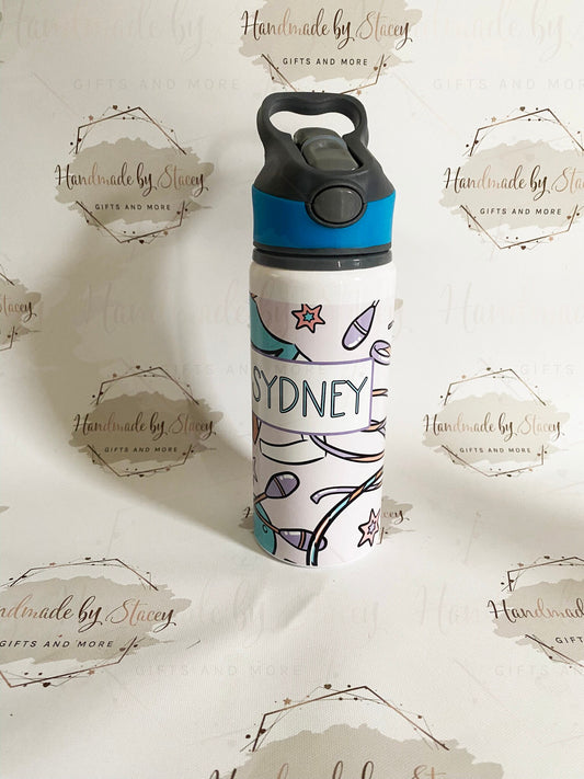 Personalised Child's Sports Gymnastics Water Bottle|Back to School Drinking Bottle|Editable Text|Toddler Nursery|Birthday Gift Idea