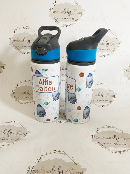 Personalised Child's Spaceman Rocketship Water Bottle|Back to School Drinking Bottle|Editable Text|Toddler Nursery|Birthday Gift Idea
