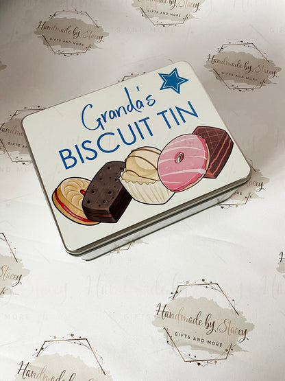 Personalised Novelty Metal Tin|Biscuit Design|Birthday Fathers Day Christmas Gift|Editable Text|Biscuit Self Care Box|Friend|Uncle|Dad