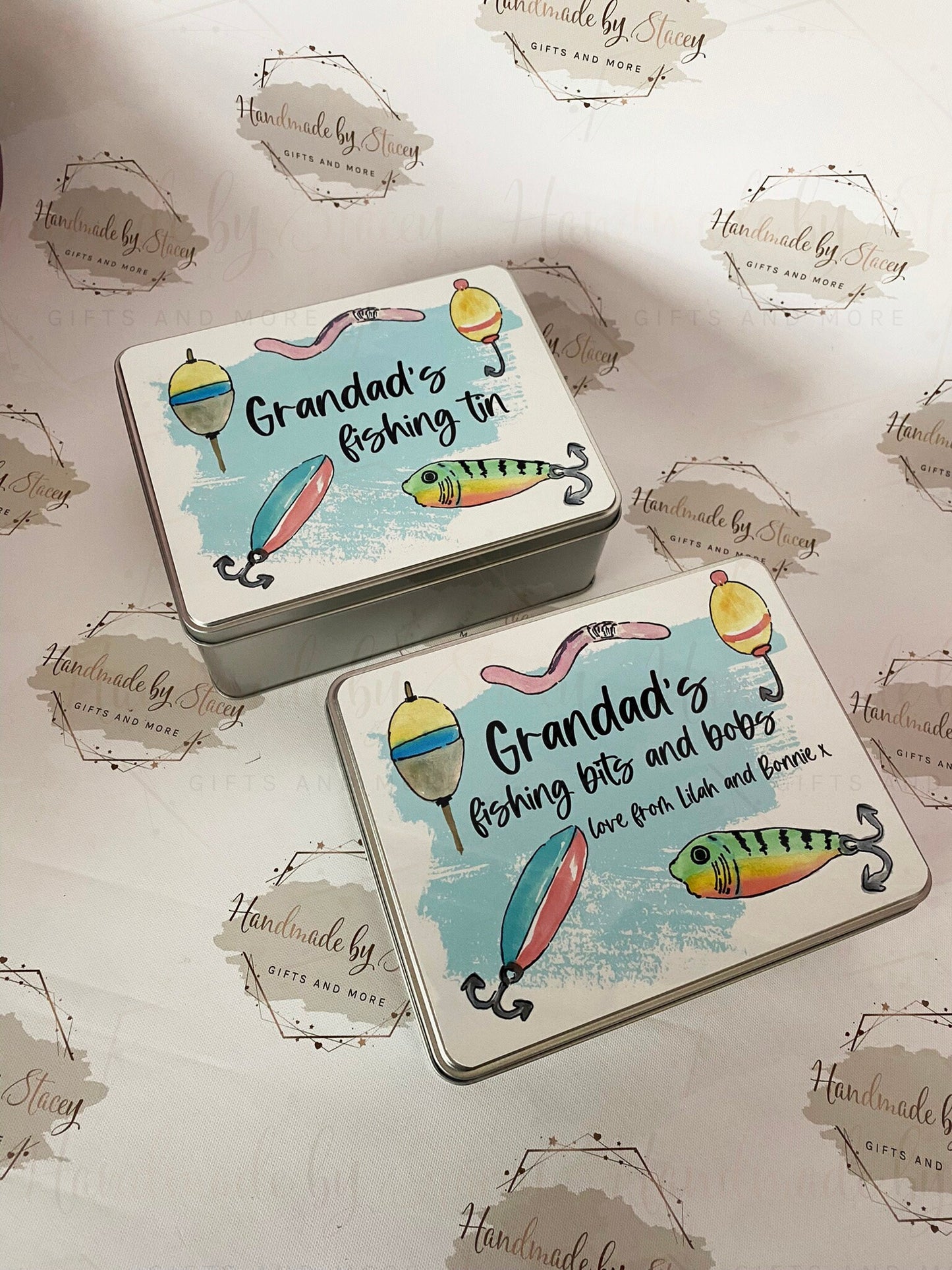 Personalised Novelty Metal Tin|Fishing Design|Birthday Christmas Gift|Editable Text|Fishing Accessories|Gift for Him|Father's Day|Sport