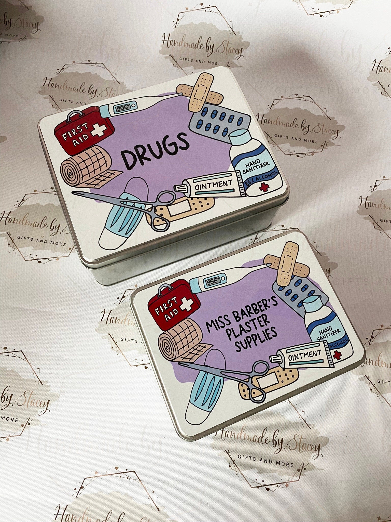 Personalised Novelty Metal Tin|Medicine Box|New Home Gift Idea|Box for Diabetics|Storage for Medical supplies|First aid box|Editable Text