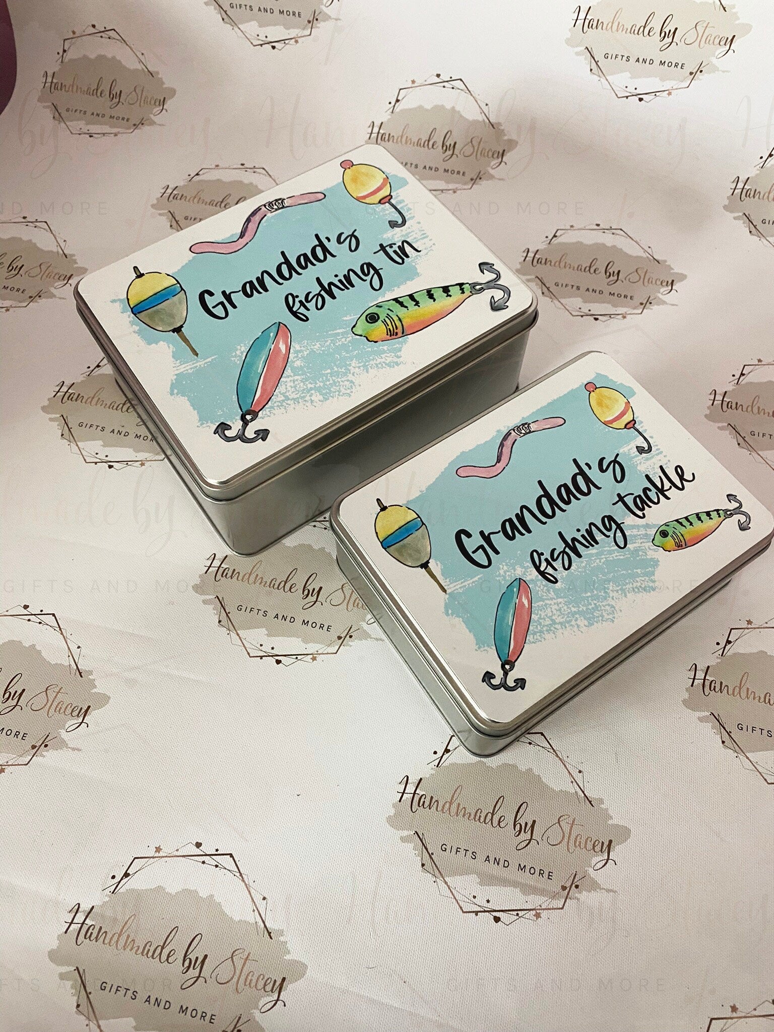 Personalised Novelty Metal Tin|Fishing Design|Birthday Christmas Gift|Editable Text|Fishing Accessories|Gift for Him|Father's Day|Sport