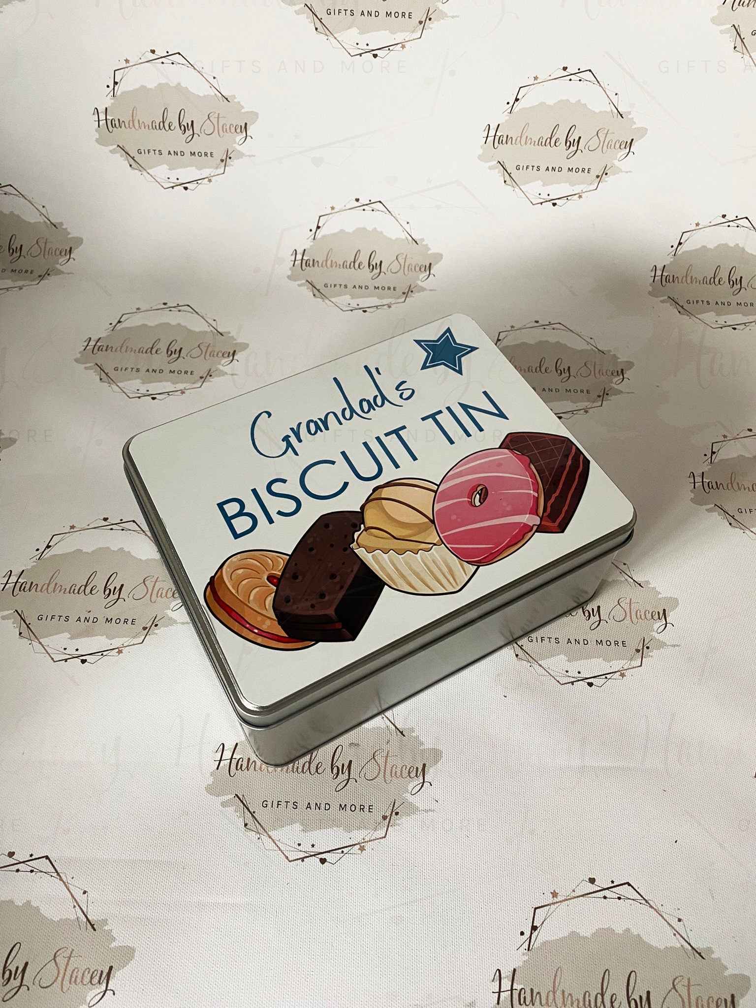 Personalised Novelty Metal Tin|Biscuit Design|Birthday Fathers Day Christmas Gift|Editable Text|Biscuit Self Care Box|Friend|Uncle|Dad
