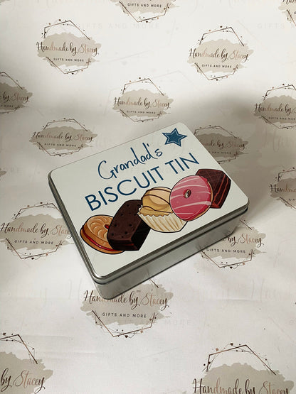 Personalised Novelty Metal Tin|Biscuit Design|Birthday Fathers Day Christmas Gift|Editable Text|Biscuit Self Care Box|Friend|Uncle|Dad