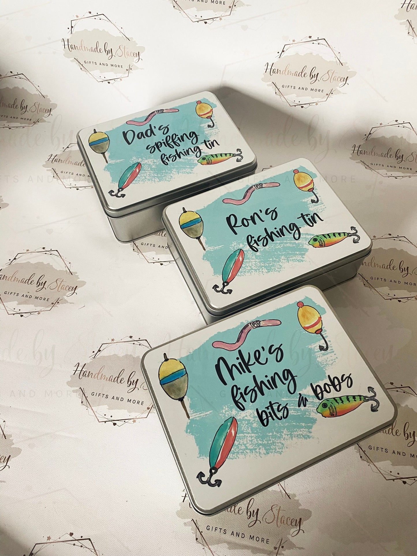 Personalised Novelty Metal Tin|Fishing Design|Birthday Christmas Gift|Editable Text|Fishing Accessories|Gift for Him|Father's Day|Sport
