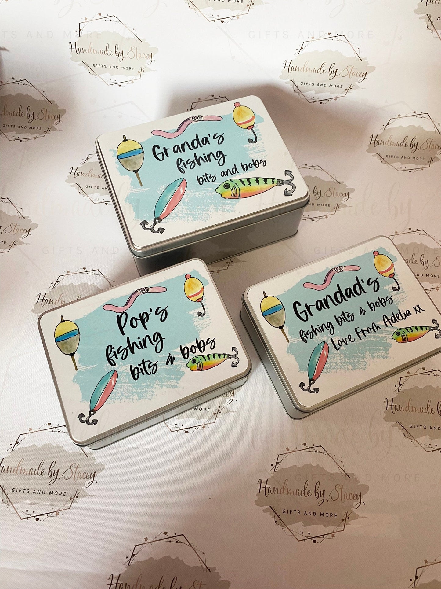 Personalised Novelty Metal Tin|Fishing Design|Birthday Christmas Gift|Editable Text|Fishing Accessories|Gift for Him|Father's Day|Sport