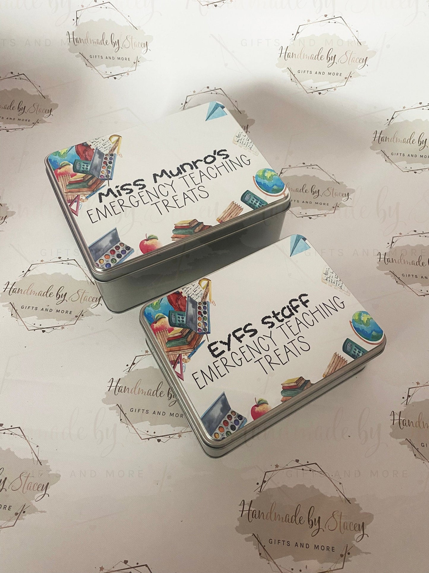 Personalised Novelty Metal Tin|Thank you Teacher|Biscuit Sweet Tin for TA|Emergency Teacher Supplies|Funny Unique Gift Idea
