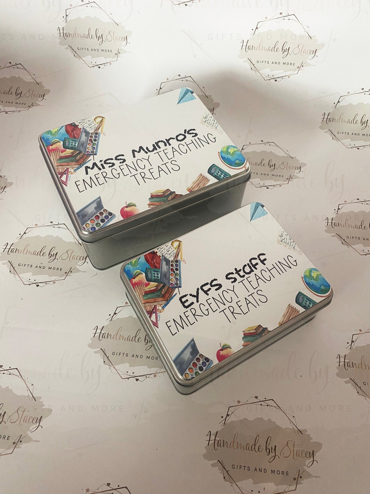 Personalised Novelty Metal Tin|Thank you Teacher|Biscuit Sweet Tin for TA|Emergency Teacher Supplies|Funny Unique Gift Idea